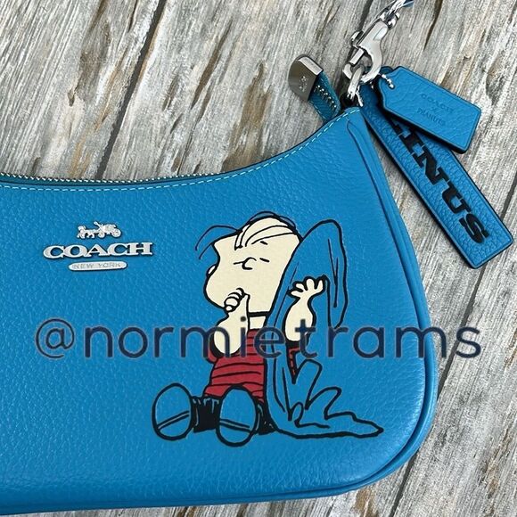 Coach X Peanuts Leather Teri Shoulder Bag With Linus Crossbody Purse - Picture 3 of 13